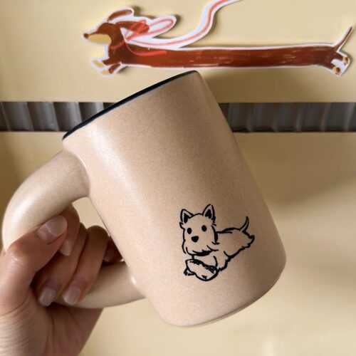 SoftServe柔软供应 苹果通心粉陶瓷粗把手马克杯复古卡通马克水杯 - 图2