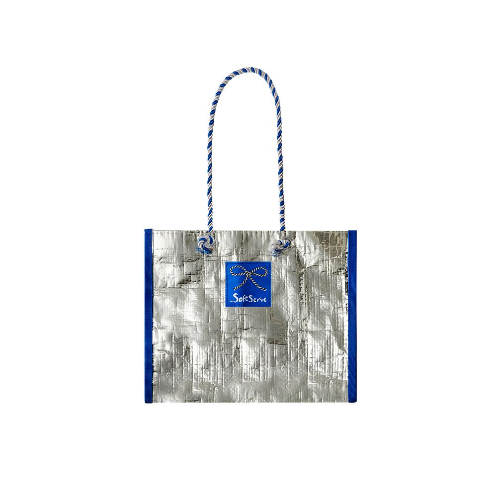 SoftServe柔软供应《蓝银蝴蝶结》（换购品）环保防水编织购物袋 - 图3