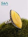 S＆A Инкрустация камня из воскового агата, импортное модное дизайнерское кольцо, серебро 925 пробы