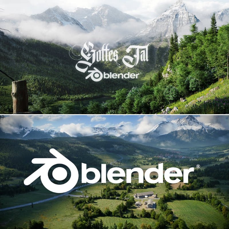 Blender教程合集 逼真自然环境3D场景建模教程树木山地形湖泊Gaea