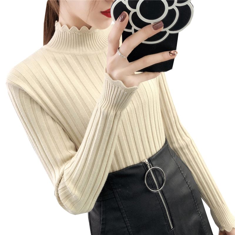 半高领针织a打底衫女2020新款毛衣 魔袖毛衣