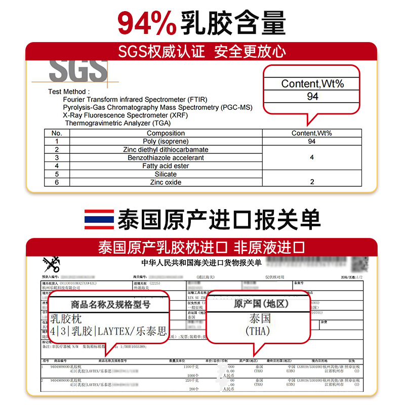 Laytex礼盒装泰国进口天然乳胶枕头单人护颈助睡眠送礼物送礼 - 图2