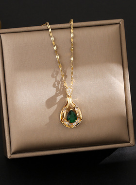 花卉钛钢项链女韩版气质百搭款精致锁骨链厂家直销抖音直播热卖款