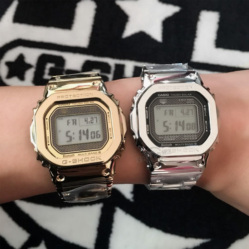 卡西欧Casio男金砖银砖限量方形G-SHOCK太阳能防水表GMW-B5000-9 - 图1