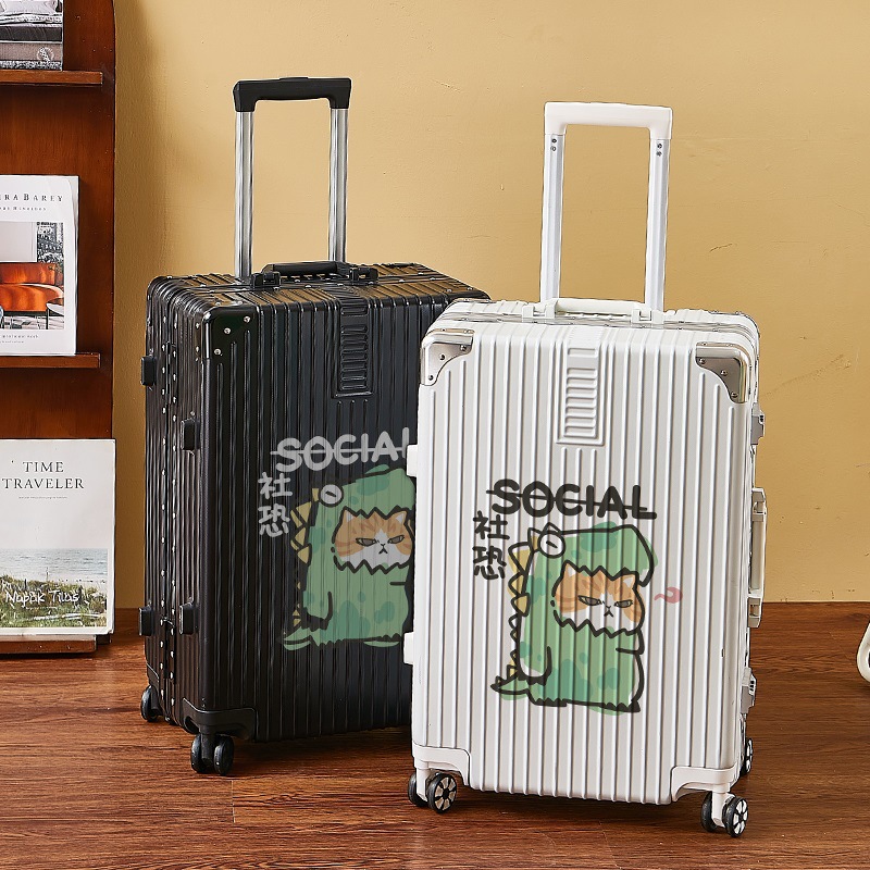 2025卡通高颜值行李箱女大容量加厚学生拉杆铝框男20寸密码旅行箱 - 图1