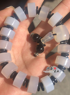 天然玉髓玛瑙桶珠手链男士女士情侣款招财手串时尚玉石饰品礼品