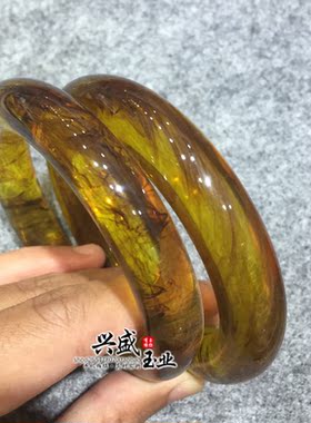 塑料树脂仿蜜蜡琥珀道具圆条手镯