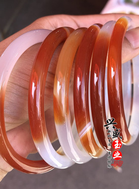 细圆条玛瑙秀气风水晶玉髓手镯