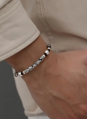 闽粤纯银祥云泰银手链男高级感编制手绳轻奢复古国潮秋冬饰品