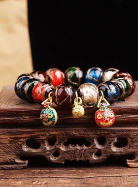 古法五路财神香灰琉璃情侣手串