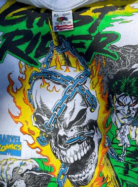Ghost Rider & Nightmare恶灵骑士Dark Wind white T-shirt短袖