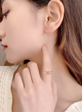 小众ins设计感开口打结指环戒指2022韩国网红个性女手作麻花手饰