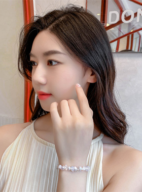 手链女生小众珍珠手链串珠碎石手链手串百搭设计感少女风小众手镯