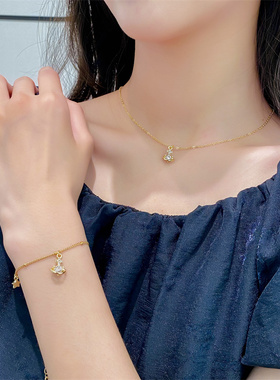 2022年新款潮水钻五星星球项链锁骨链韩国东大门网红个性女项圈批