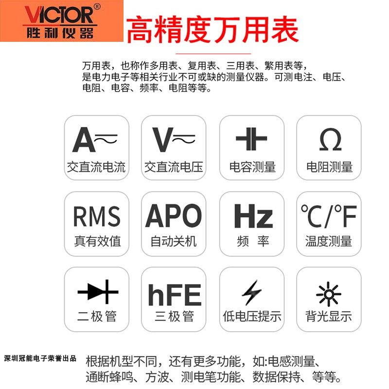 胜利万用表VC890D/890C+VC9801235678数字万能表VICTOR电工表VC97 - 图2