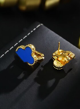 新款百搭轻奢高级感小众设计蓝色经典四叶花锁骨链项链