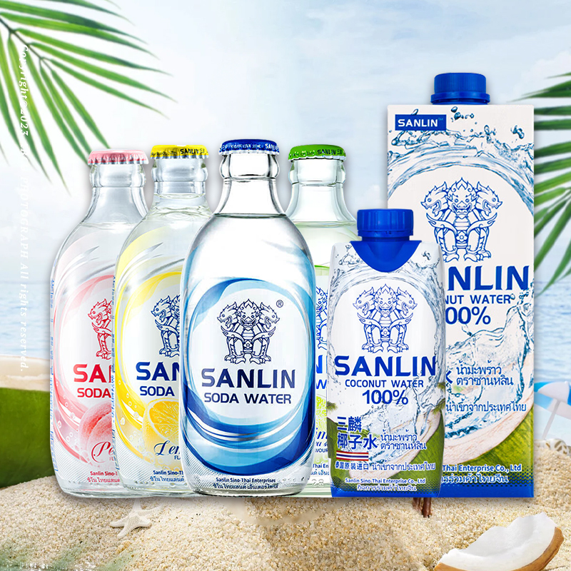 三麟苏打水椰子水无糖碱性气泡水0糖0卡0脂原味白桃海盐苏打汽水 - 图2