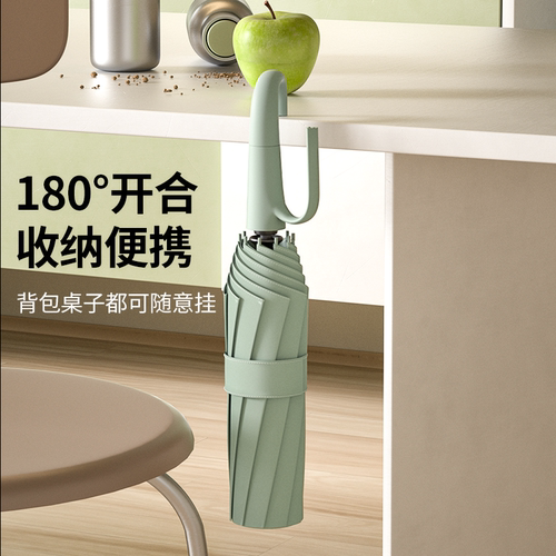 老爸评测环扣自动开合黑胶防晒伞加大加厚加固便携男女晴雨两用伞 - 图2
