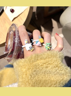 韩国活口戒指绿森林日韩女