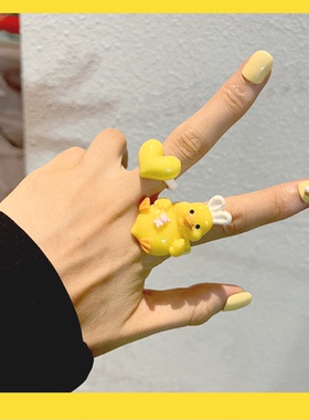 绿森林女亚克力日韩可爱戒指