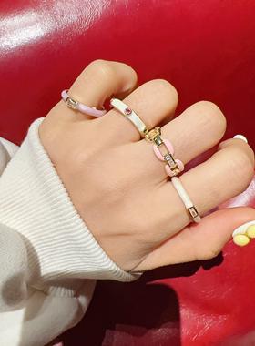 网红厚实简约波浪光形面实心潮人冷淡风情侣指环戒指女款