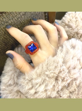 日韩简约亚克力宝石戒指女小清新