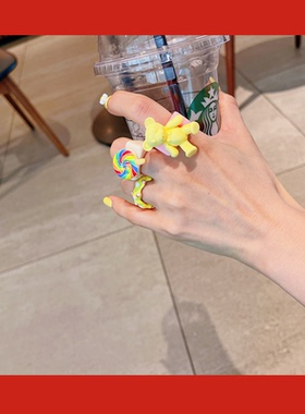 绿森林女亚克力韩国不褪色戒指