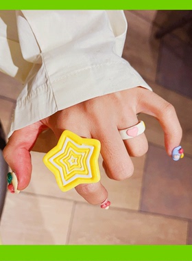 绿森林女树脂日韩爱心戒指