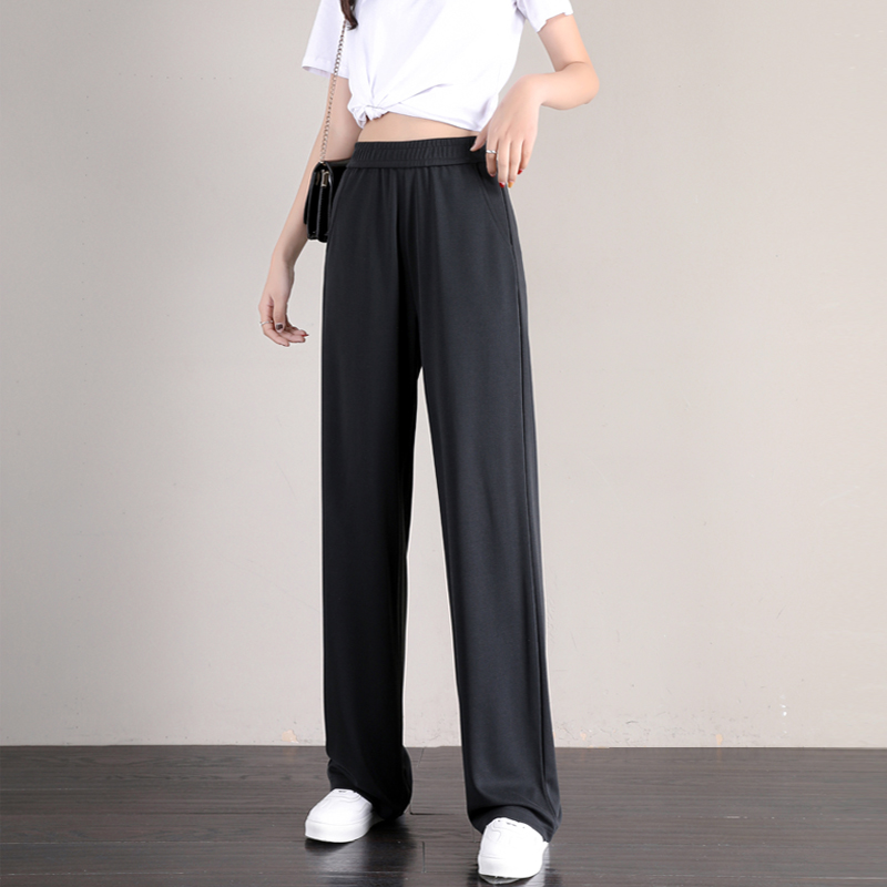 铜氨丝高腰垂感夏季直筒拖地阔腿裤 韩雅蜗牛服饰休闲裤