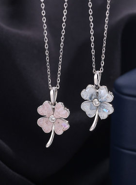 S999纯银四叶草幸运花锁骨链