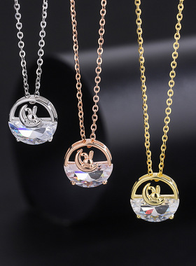 999纯银中月兔项链女新款