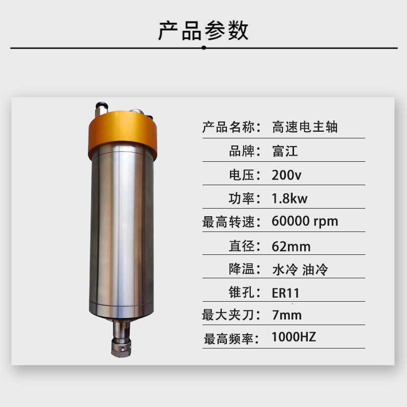 数控雕刻高速电主轴碳纤玻纤铜铝切割刻字浮雕精雕机电主轴电主轴 - 图0