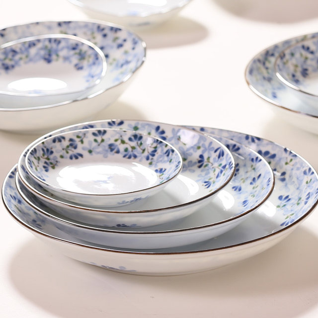 Small blue bud Japanese light peak ceramic tableware bowls plates
