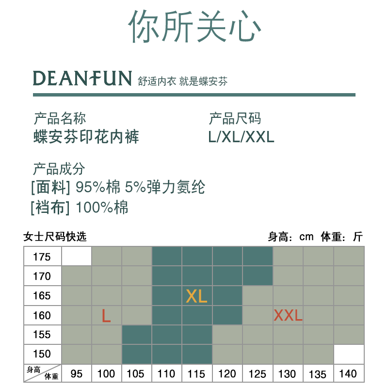 蝶安芬纯棉内裤女100%全棉抗菌裆柔软舒适透气印花甜美日系中高腰 - 图2