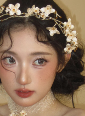复古森系新娘花朵婚纱发饰