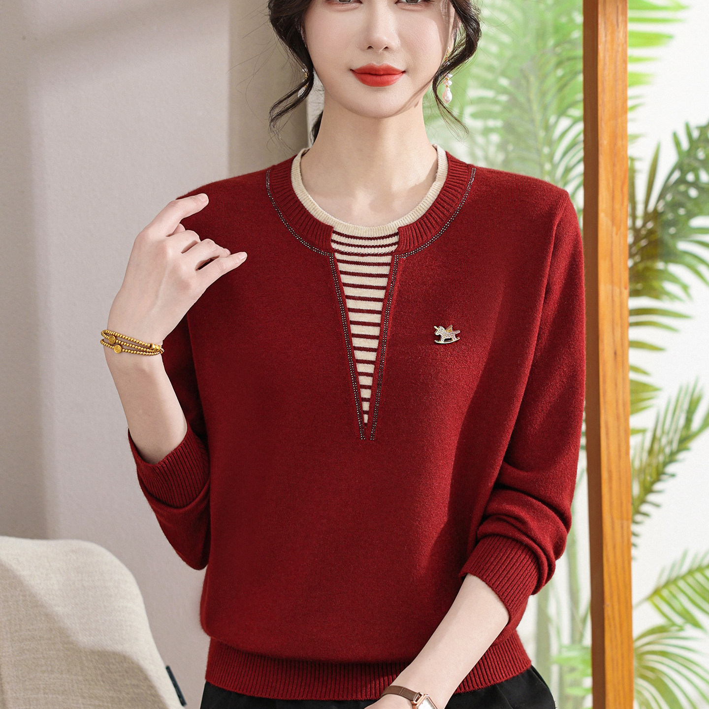 妈妈冬装套装喜婆婆婚宴装洋气针织小衫中老年秋冬上衣打底毛衣女,淘宝优惠券,粉丝福利购,淘宝优惠卷