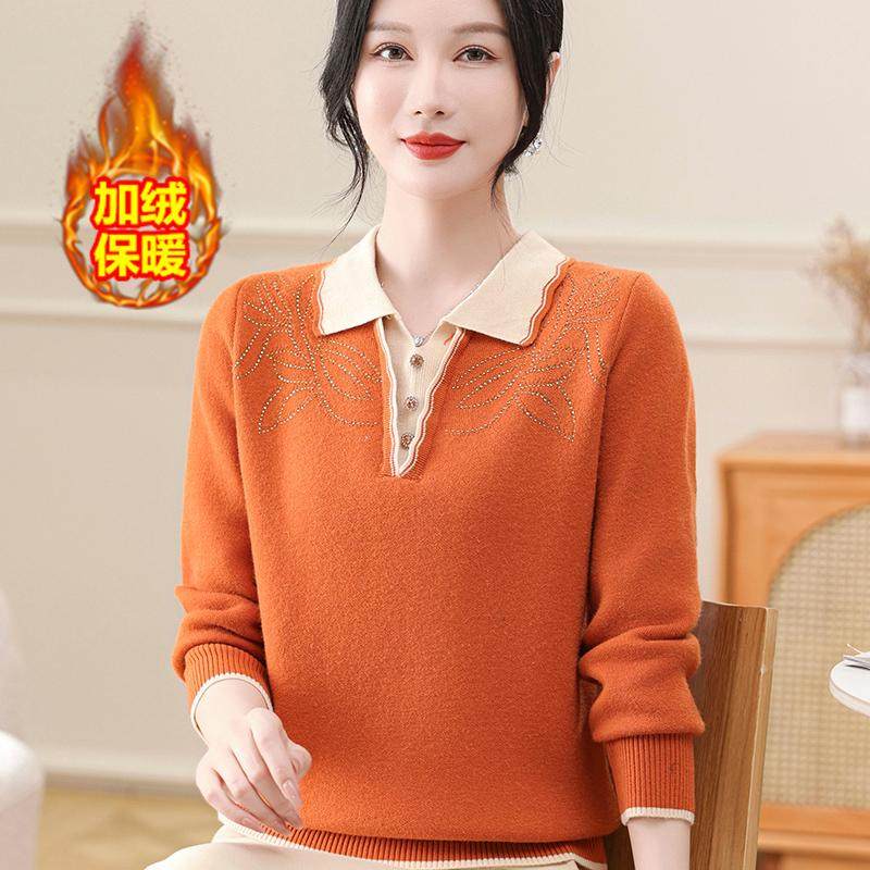 妈妈冬装加绒加厚毛衣翻领一体绒打底衫中老年女针织保暖内搭上衣,淘宝优惠券,粉丝福利购,淘宝优惠卷