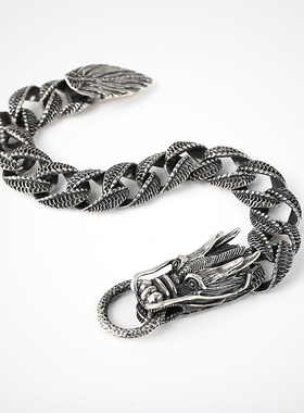 原创设计风男士复古手链银饰品