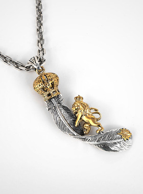 皇冠个性羽毛银吊坠复古礼物