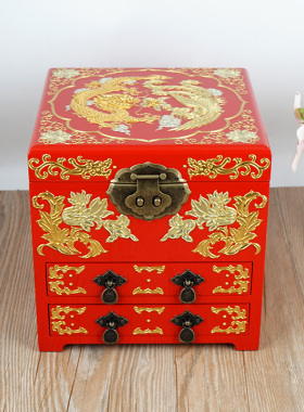作品手工彩绘龙凤呈祥推光漆器