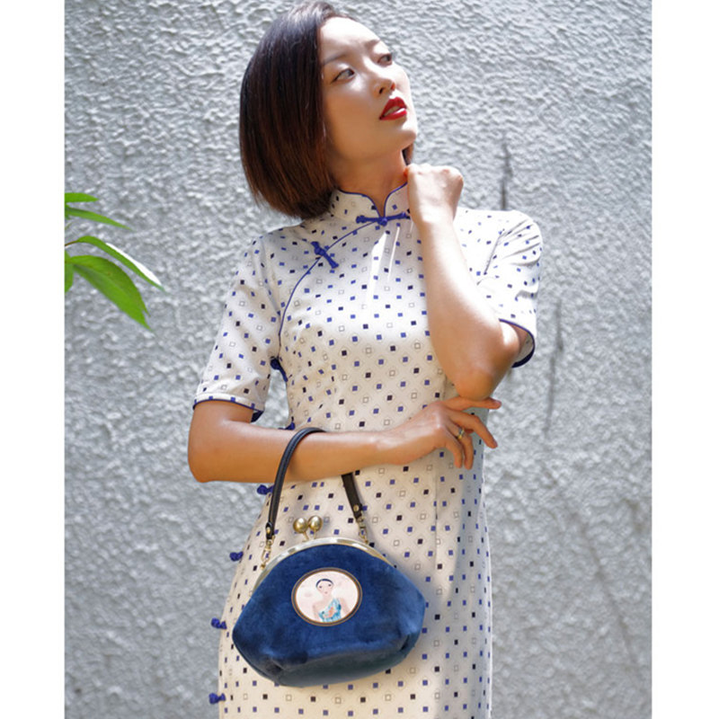 coinqian2019新款小蓝色复古单肩包 leancce女士包袋