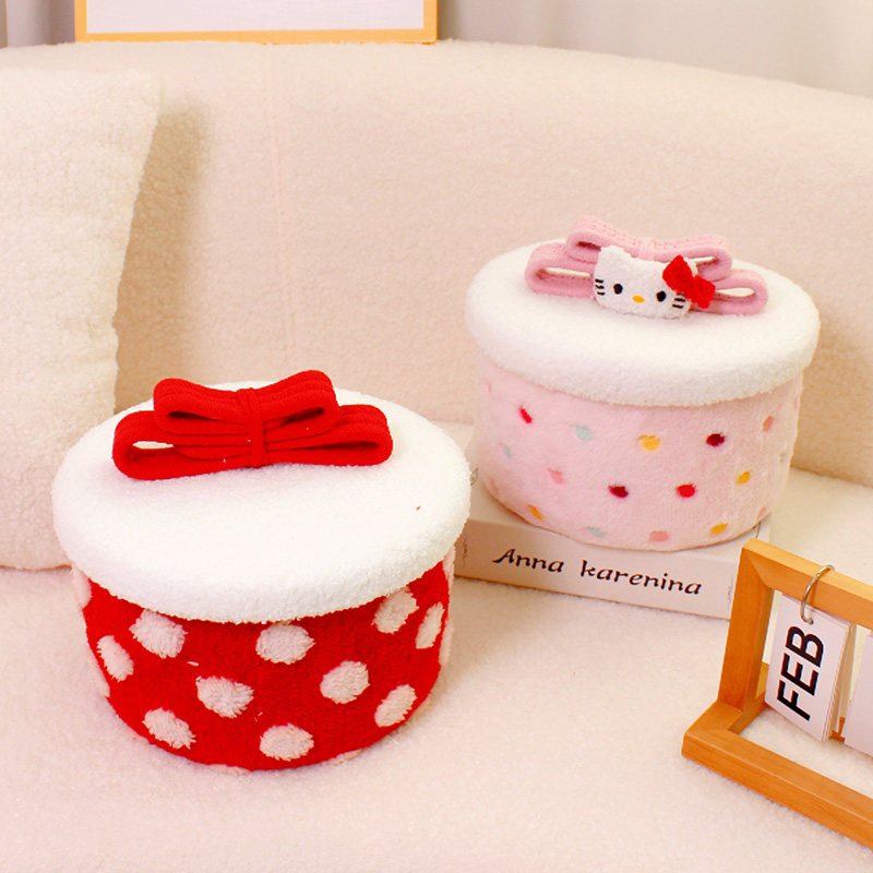 新款蝴蝶结收纳盒桌面零食收纳筐可爱毛绒带盖家用玩具储物礼物盒,淘宝优惠券,粉丝福利购,淘宝优惠卷