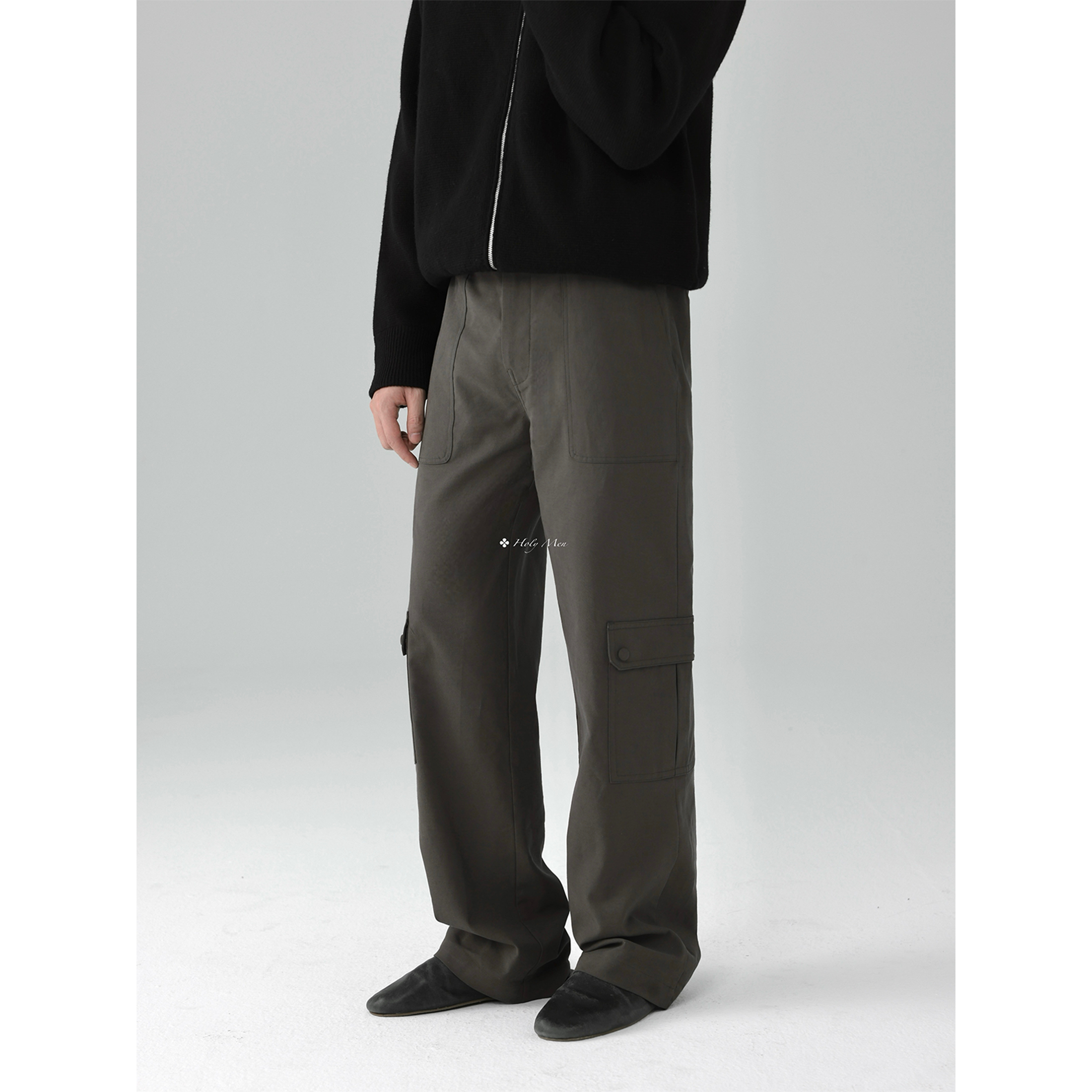 HolyMen | 25FW日本进口和纸纱直筒宽松可调节口袋工装长裤,淘宝优惠券,粉丝福利购,淘宝优惠卷