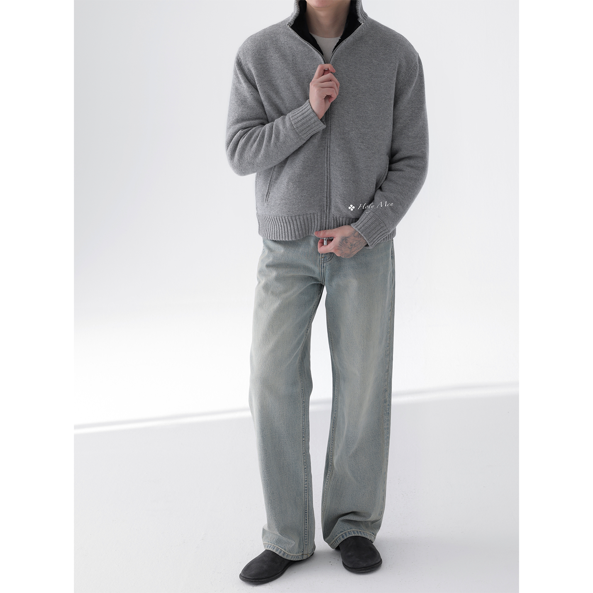 HolyMen ｜法国进口雷克斯幼兔皮毛一体康赛妮羊绒混纺外套,淘宝优惠券,粉丝福利购,淘宝优惠卷