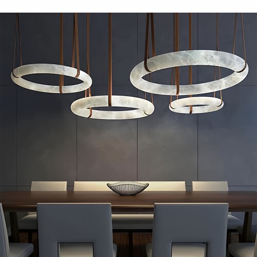 法式简约现代云石吊灯客厅LED灯具高级感异型意式轻奢石纹吊灯 - 图1