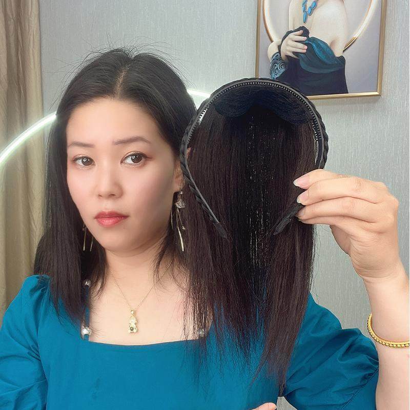 真发辫子发箍刘海一体假发女隐形头顶补发遮白发增发量前额刘海片,淘宝优惠券,粉丝福利购,淘宝优惠卷