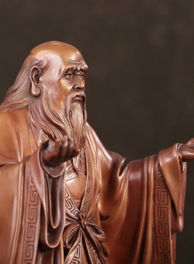 徽匠铜韵 紫铜老子摆件 老子像办公室书房桌面装饰品铜工艺品