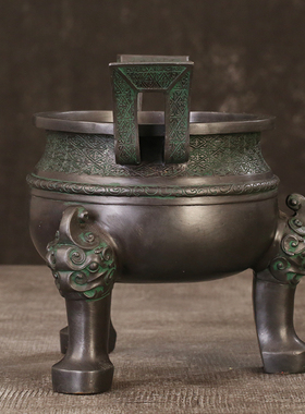 仿古风青铜器楚大鼎摆件