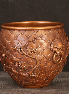 徽匠铜韵铜缸聚宝盆装饰摆件