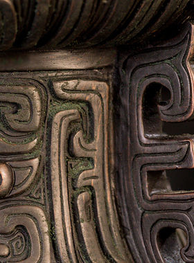 徽匠铜韵 紫铜黄铜琱生簋工艺家居摆件复古收藏装饰纪念礼品